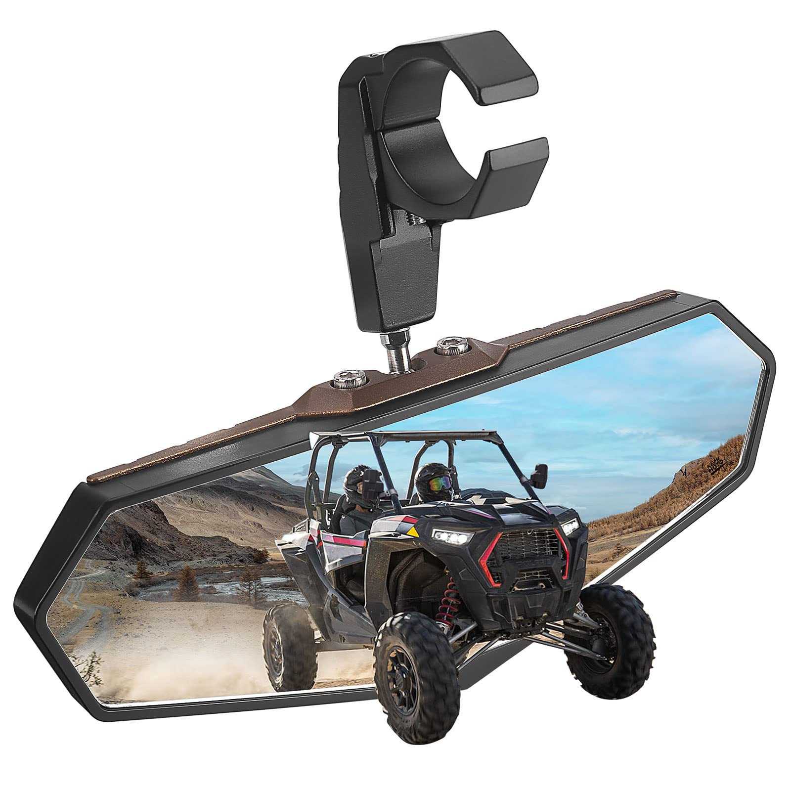 Photo of UTV Rear View Mirror for 1.6"-2" Roll Bar Cages by Kemimoto - Premium for UTVs / Side by Sides