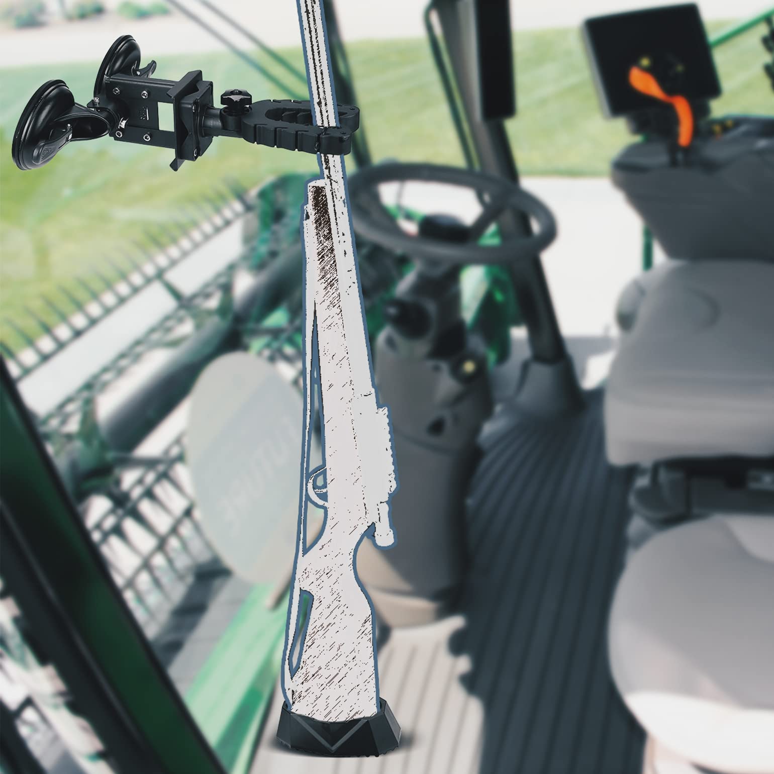 Photo of Tractor Gun Holder Rack for Glass Windshield by Kemimoto - Premium for UTVs / Side by Sides