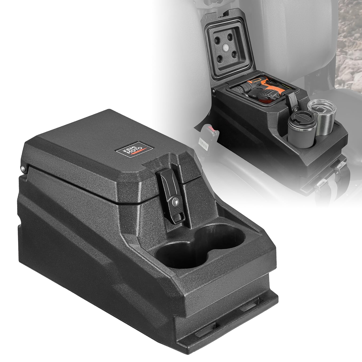 Photo of Bench Seat Console Armrest Box for Can-Am Defender HD10|9|8|7|5 by Kemimoto - Premium for UTVs / Side by Sides