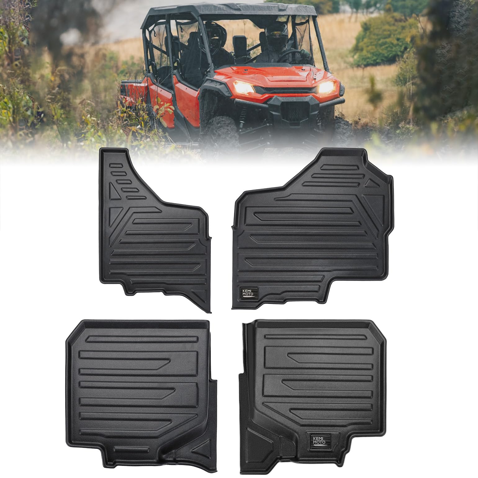 Photo of Kemimoto Floor Mats TPE All-Weather Anti-Slip Liners for Pioneer 1000-6 (4 Pcs) by Kemimoto - Premium for UTVs / Side by Sides