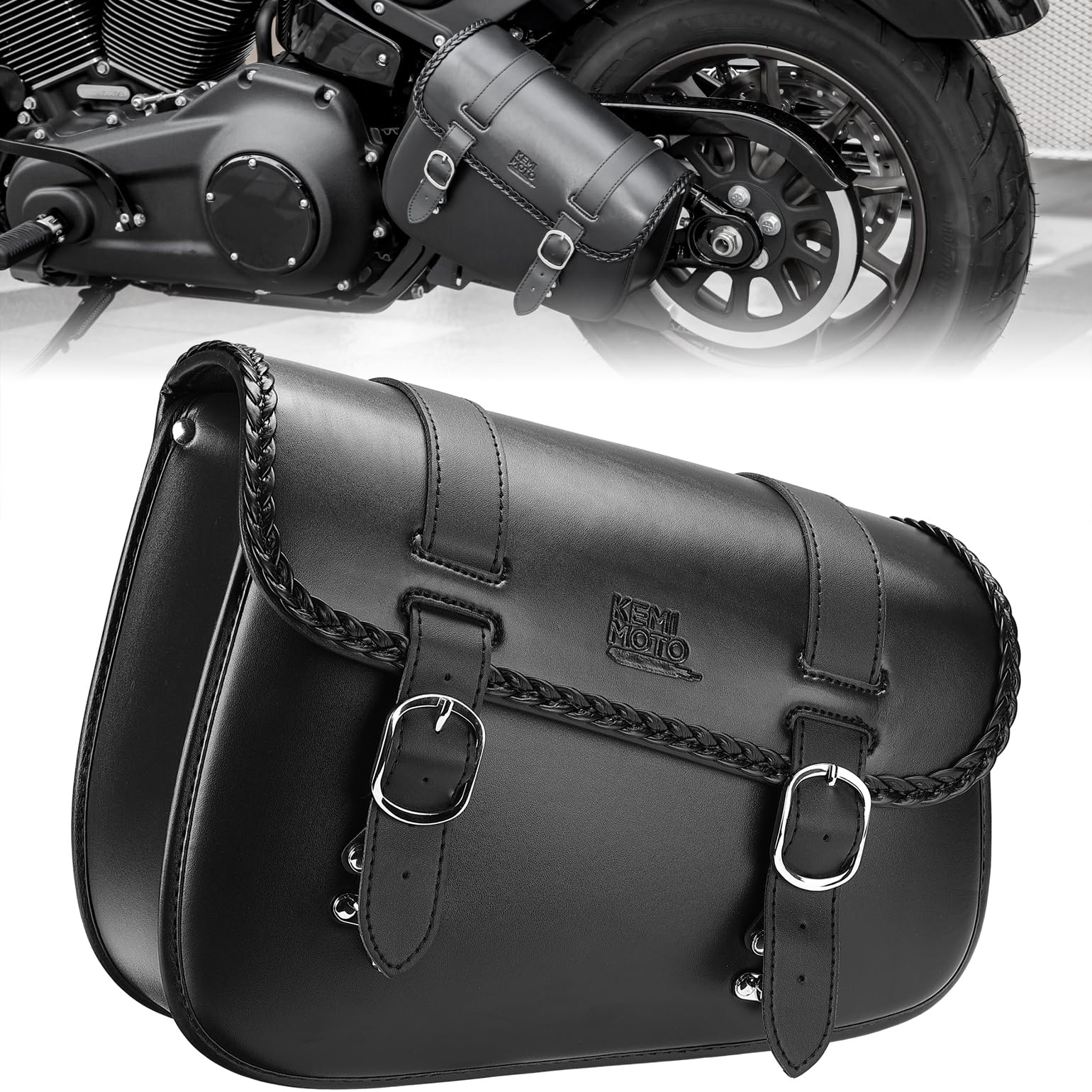 Photo of Motorcycle Left Side Swingarm Bag for Softail Sportster S by Kemimoto - Premium for UTVs / Side by Sides