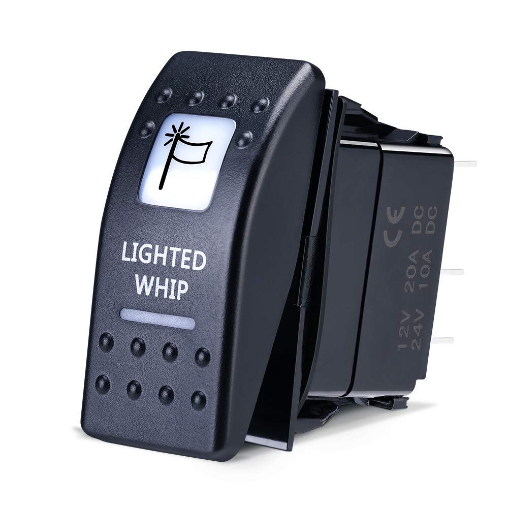 Photo of Lighted Whip Illuminated Marine Rocker Switch 12V by Kemimoto - Premium for UTVs / Side by Sides