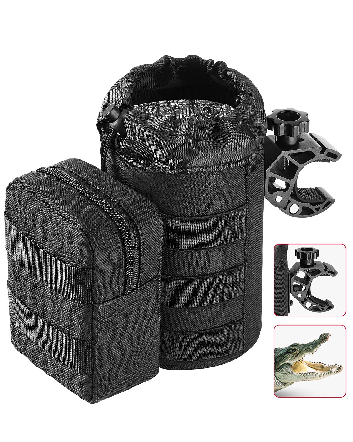 Photo of Oxford Fabric Cup Holder with Upgrade Alligator Clamp for UTV ATV Motorcycle Bike by Kemimoto - Premium for UTVs / Side by Sides