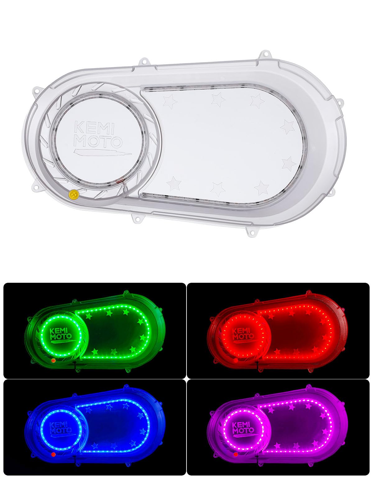Photo of Outer Clutch Cover with RGB Lights for Polaris RZR Ranger (2017-2021) by Kemimoto - Premium for UTVs / Side by Sides