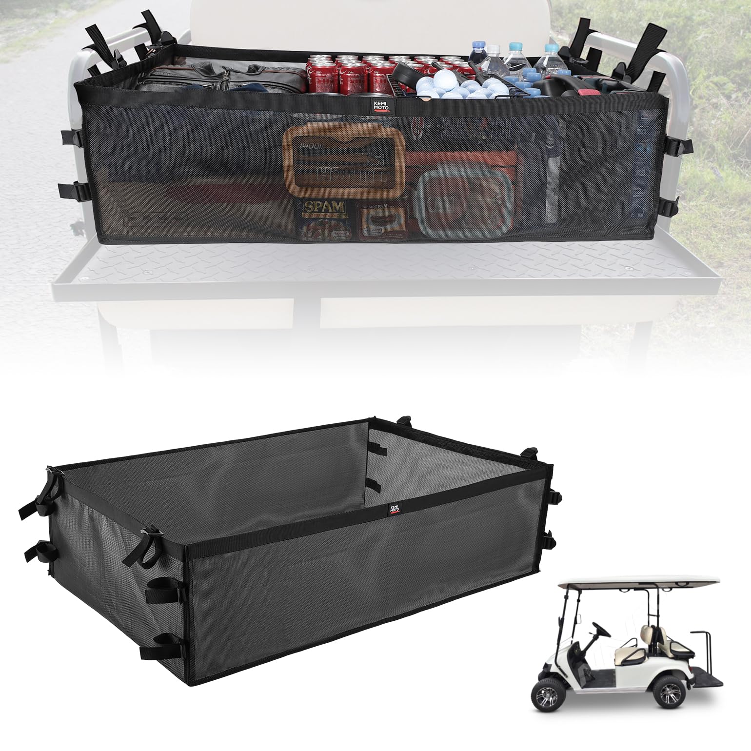 Photo of 4 Passenger Cargo Net for Club Car, EZGO, Drive Golf Carts by Kemimoto - Premium for UTVs / Side by Sides