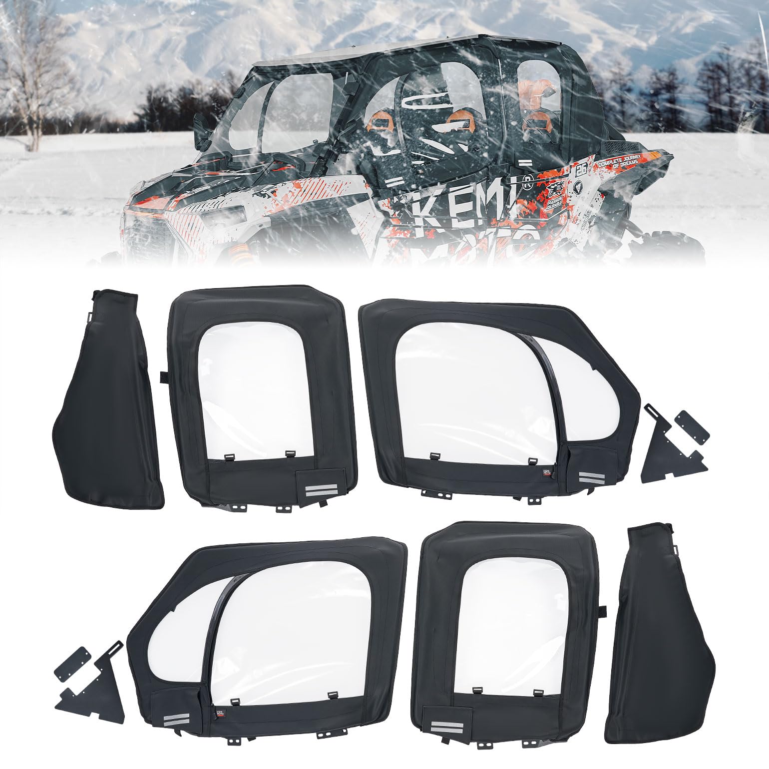 Photo of Soft Upper Doors With Metal Door Frame for Polaris RZR XP 4 1000 2019-2023 by Kemimoto - Premium for UTVs / Side by Sides