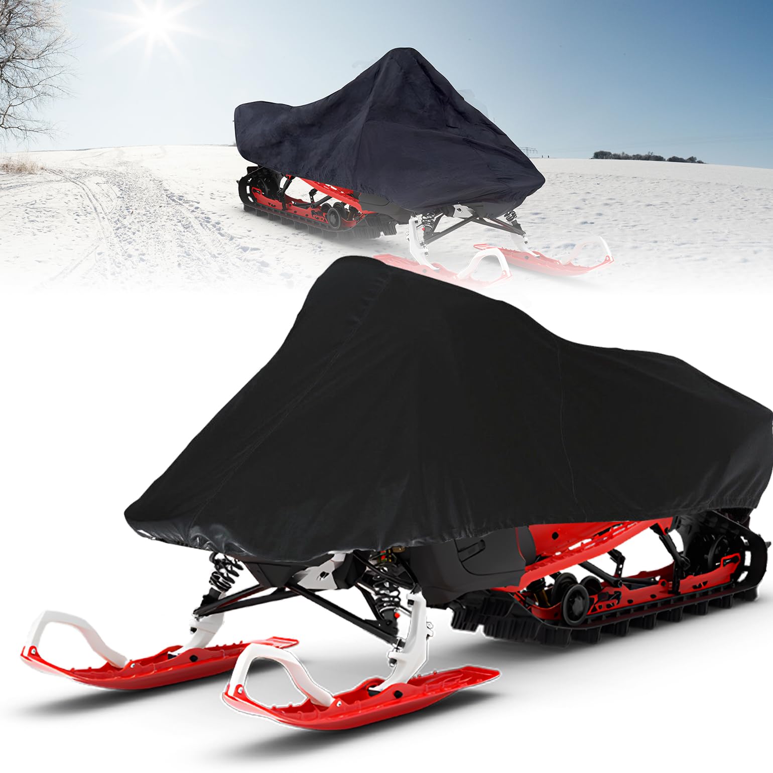 Photo of Snowmobile Cover 420D Heavy-Duty Waterproof Sled Ski Cover by Kemimoto - Premium for UTVs / Side by Sides