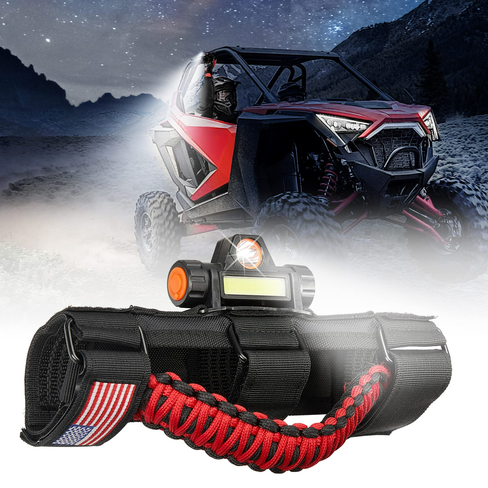 Photo of Roll Bar Grab Handle with Dome Light For Maverick X3, RZR, Kawasaki by Kemimoto - Premium for UTVs / Side by Sides
