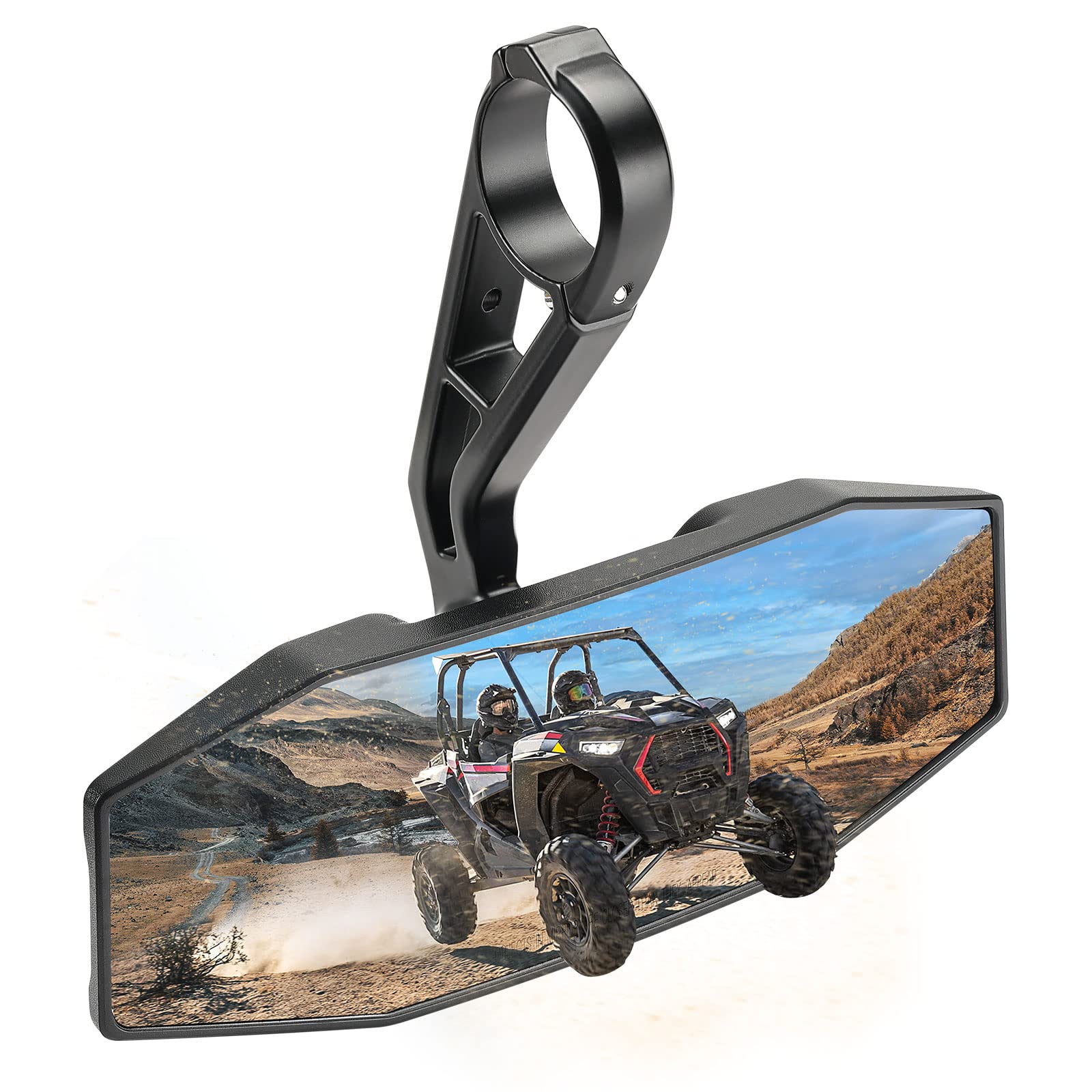 Photo of Rear View Center Mirror for 1.75” Roll Bar for Polaris RZR by Kemimoto - Premium for UTVs / Side by Sides