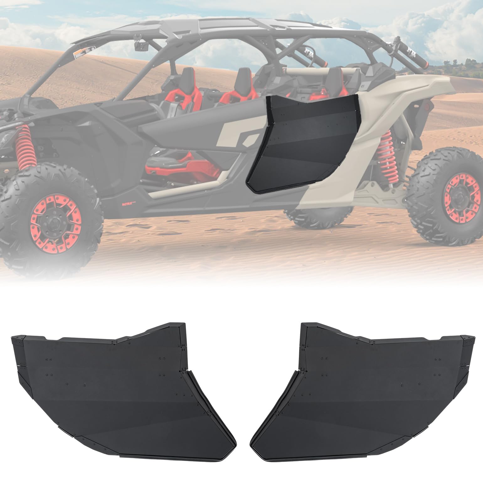 Photo of Rear Full Doors Aluminum for Can-Am Maverick X3 MAX by Kemimoto - Premium for UTVs / Side by Sides