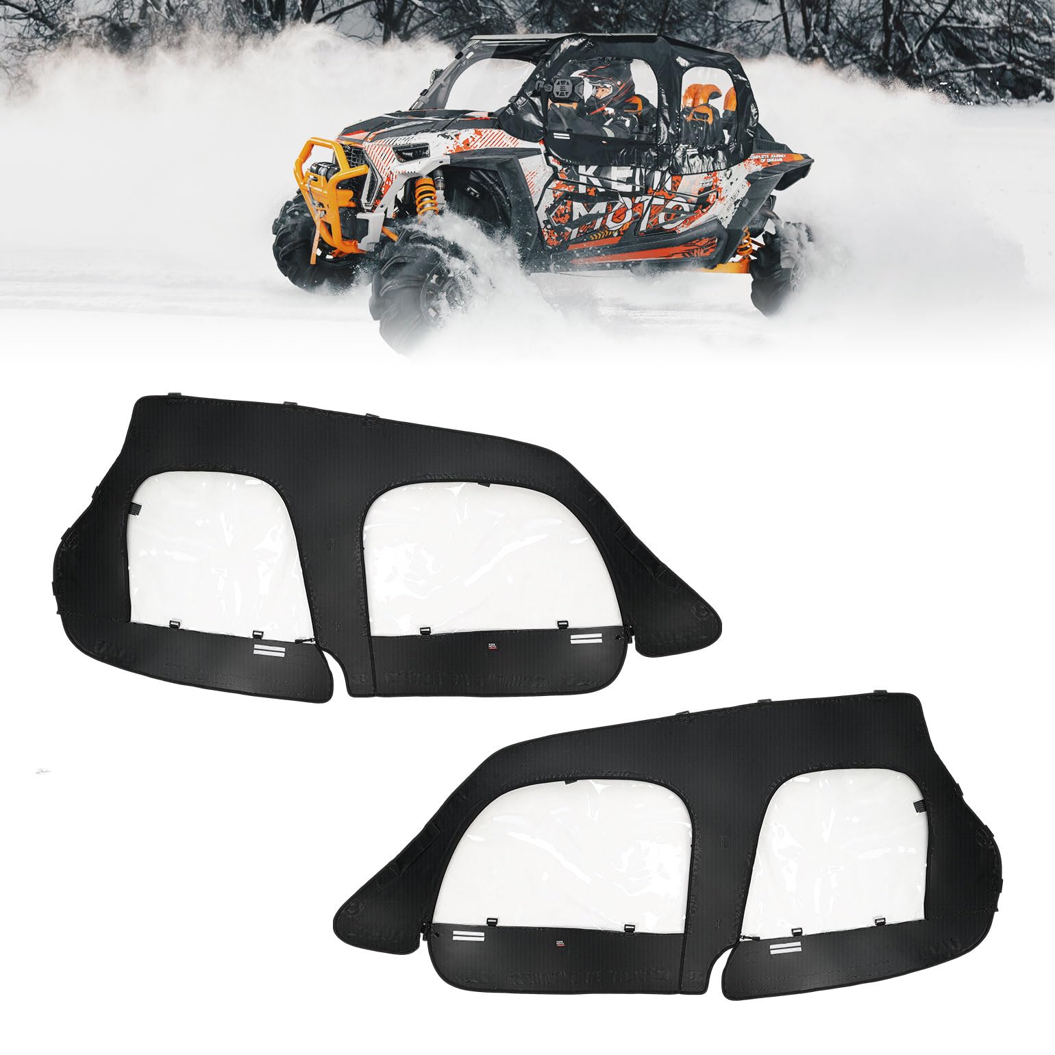 Photo of Soft Upper Door Cab Enclosure Set for Polaris RZR XP 4 1000 2014-2023 by Kemimoto - Premium for UTVs / Side by Sides