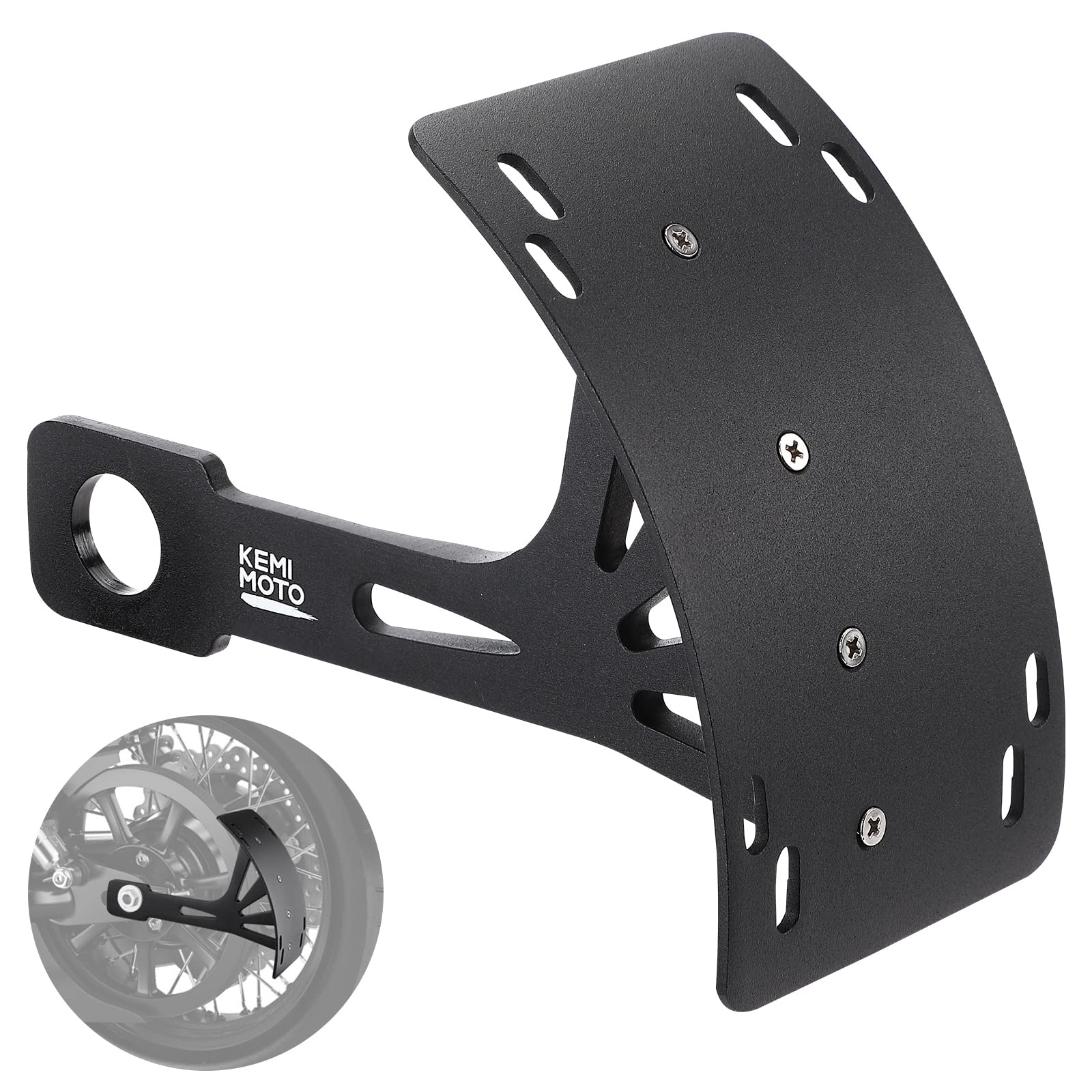 Photo of Motorcycle License Plate Bracket Universal Black by Kemimoto - Premium for UTVs / Side by Sides