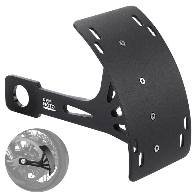 Photo of Motorcycle License Plate Bracket Universal Black by Kemimoto - Premium for UTVs / Side by Sides
