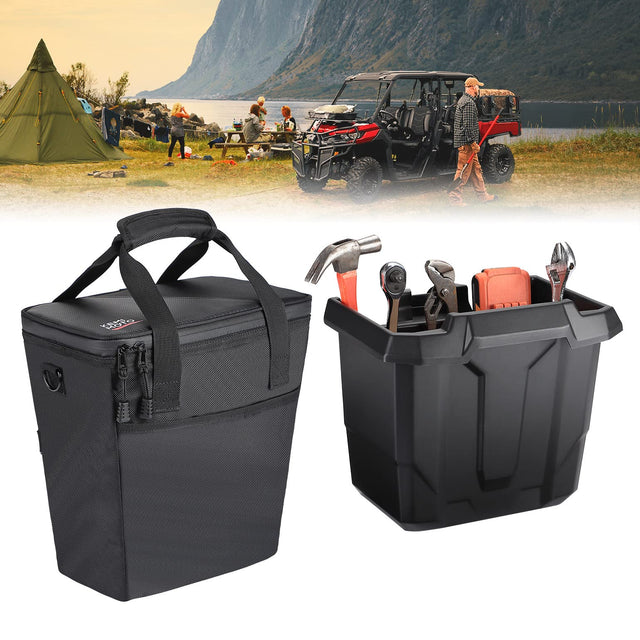 Photo of Underseat Storage Bin with Insulated Ice Cooler Bag for Can-Am Defender by Kemimoto - Premium for UTVs / Side by Sides
