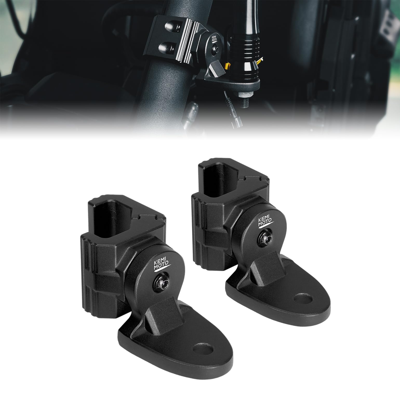 Photo of UTV Whip Light Flag Mounts fit Pro-Fit Cage by Kemimoto - Premium for UTVs / Side by Sides