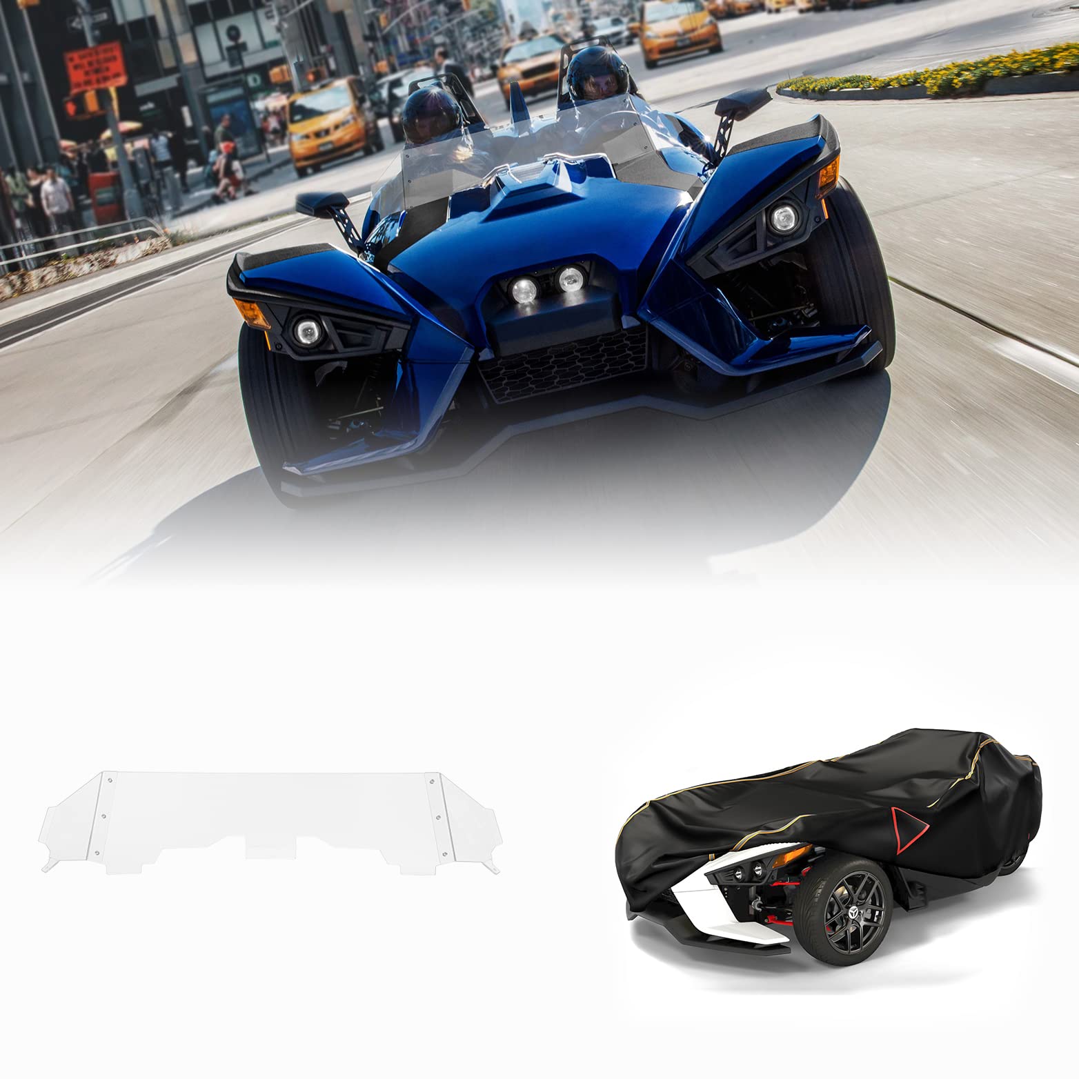 Photo of Kemimoto Full Cover & Windshield Wind Deflector for Polaris Slingshot by Kemimoto - Premium for UTVs / Side by Sides