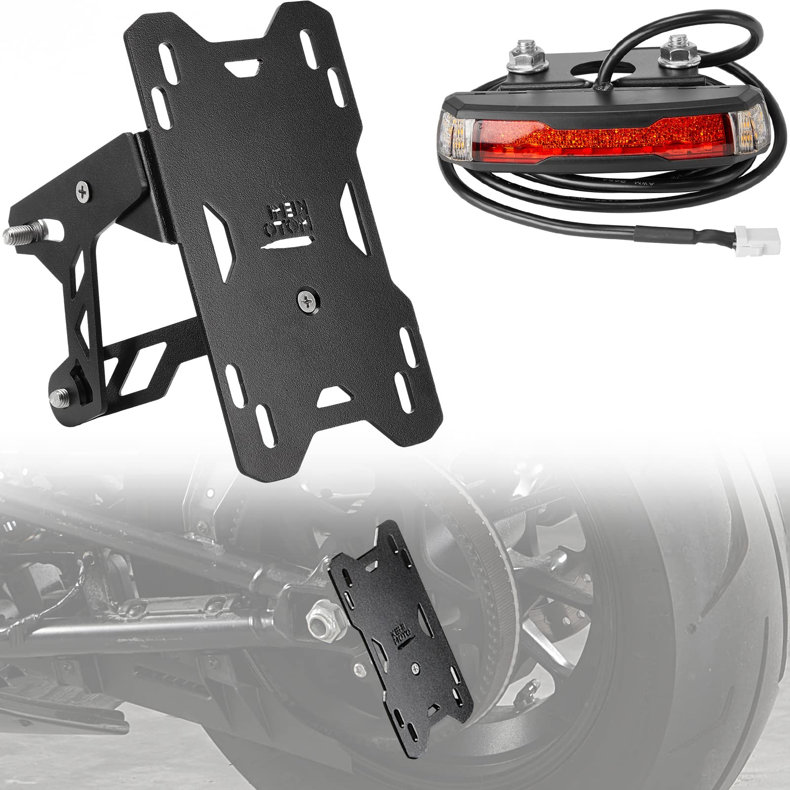 Photo of Motorcycle Side License Plate Holder Bracket with LED Light for Sportster S RH1250 by Kemimoto - Premium for UTVs / Side by Sides