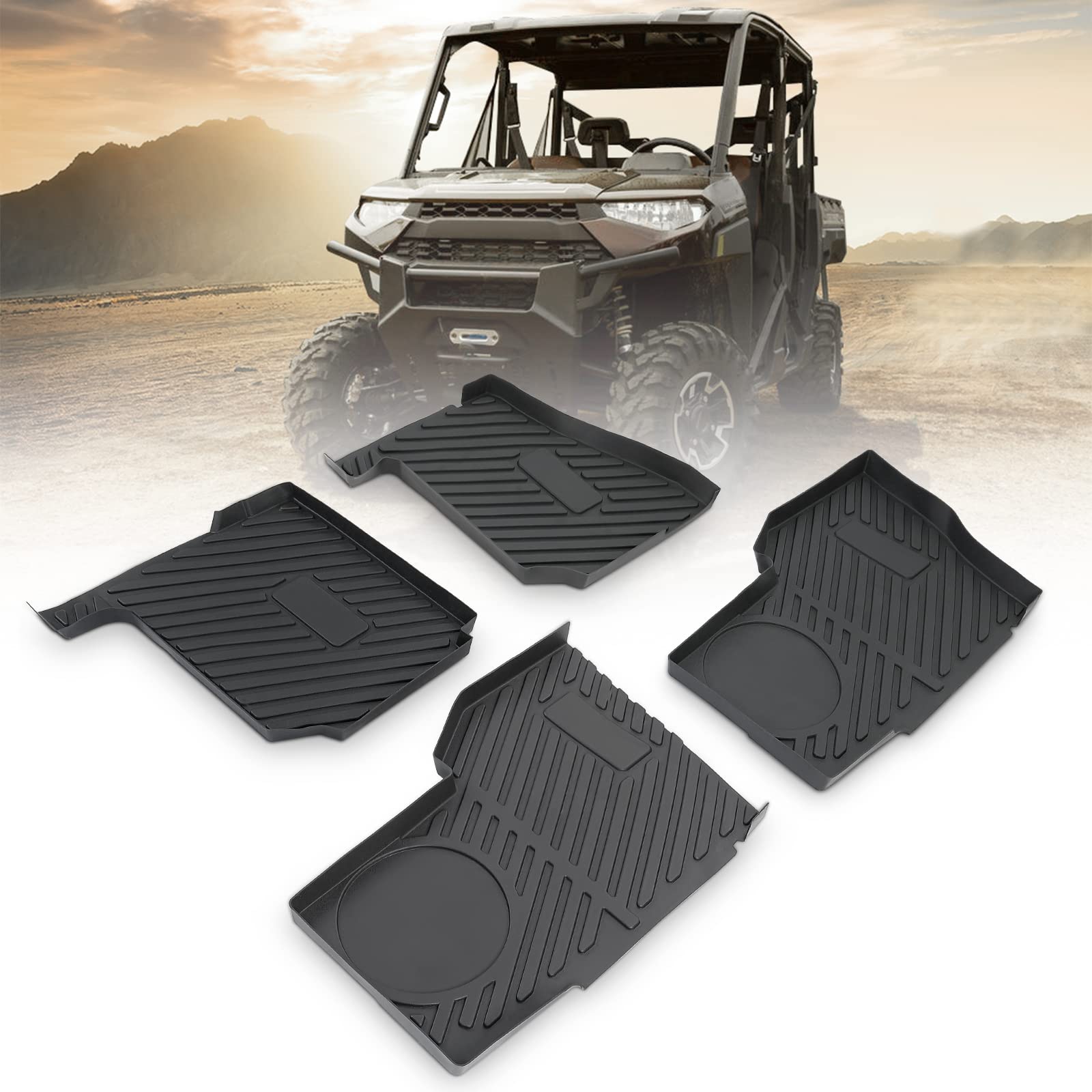 Photo of Kemimoto Floor Mats for Polaris Ranger Crew XP 1000 (2019-2024) 4 Pcs by Kemimoto - Premium for UTVs / Side by Sides