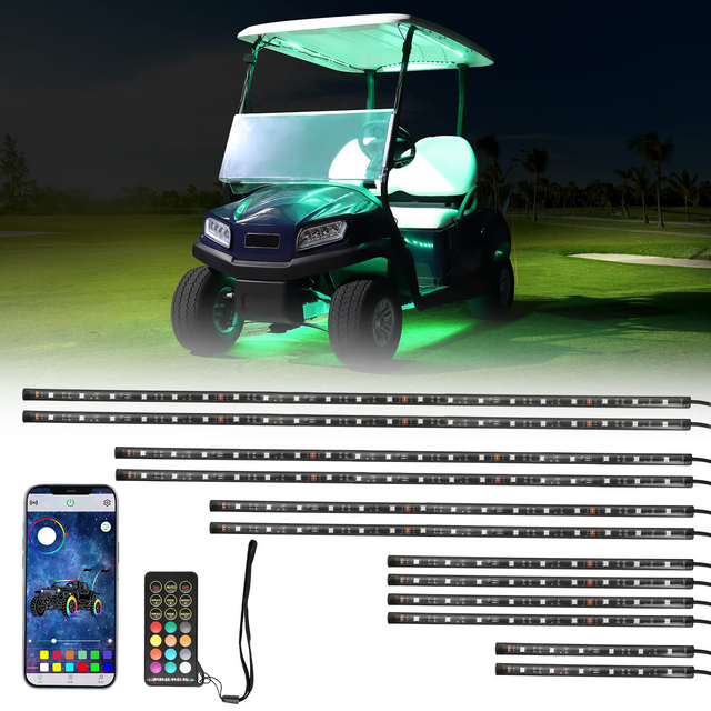 Photo of Golf Cart Million Colors Underglow LED Light Kit 12V 12PCS by Kemimoto - Premium for UTVs / Side by Sides