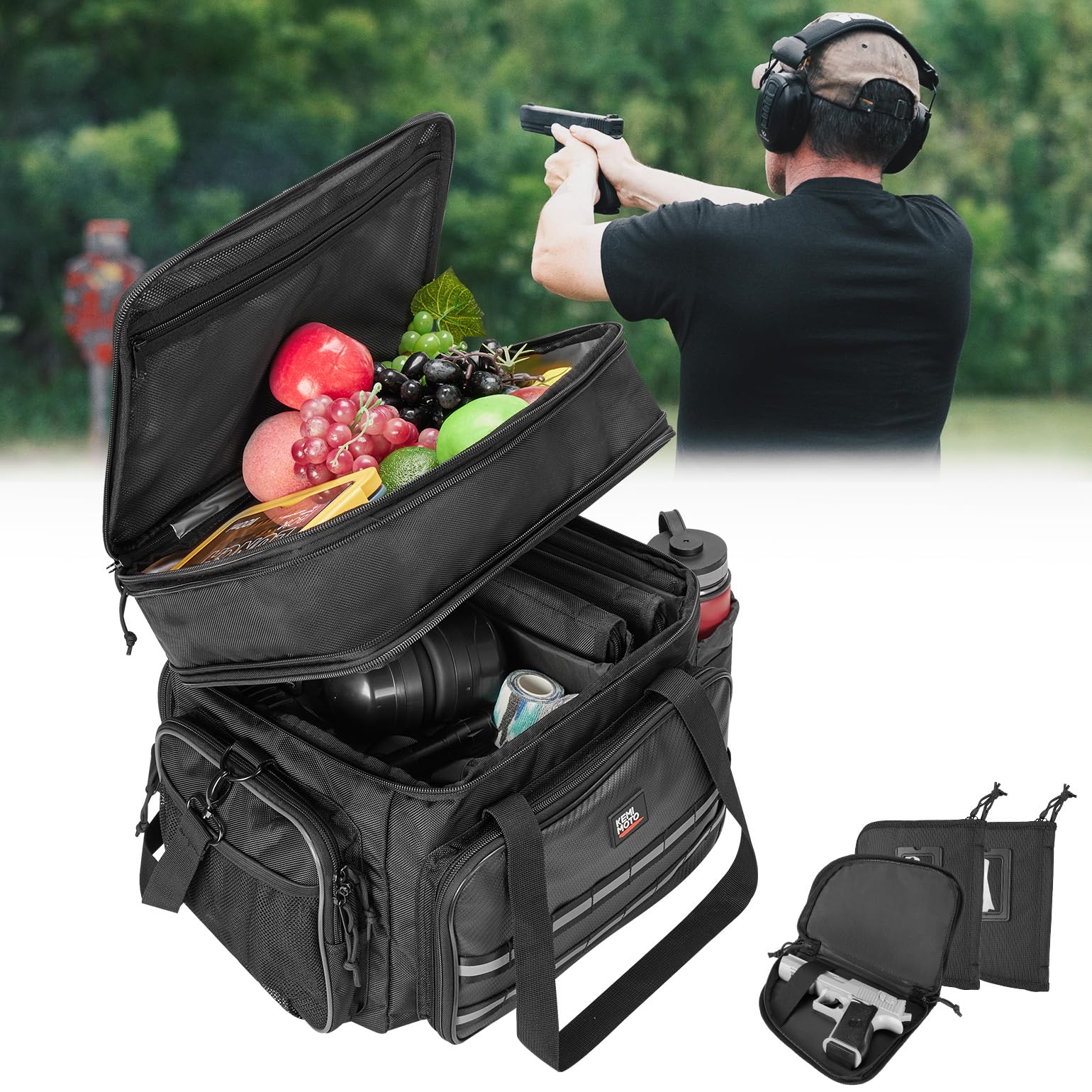 Photo of Pistol Range Bag for Shooting, Hunting, Black by Kemimoto - Premium for UTVs / Side by Sides