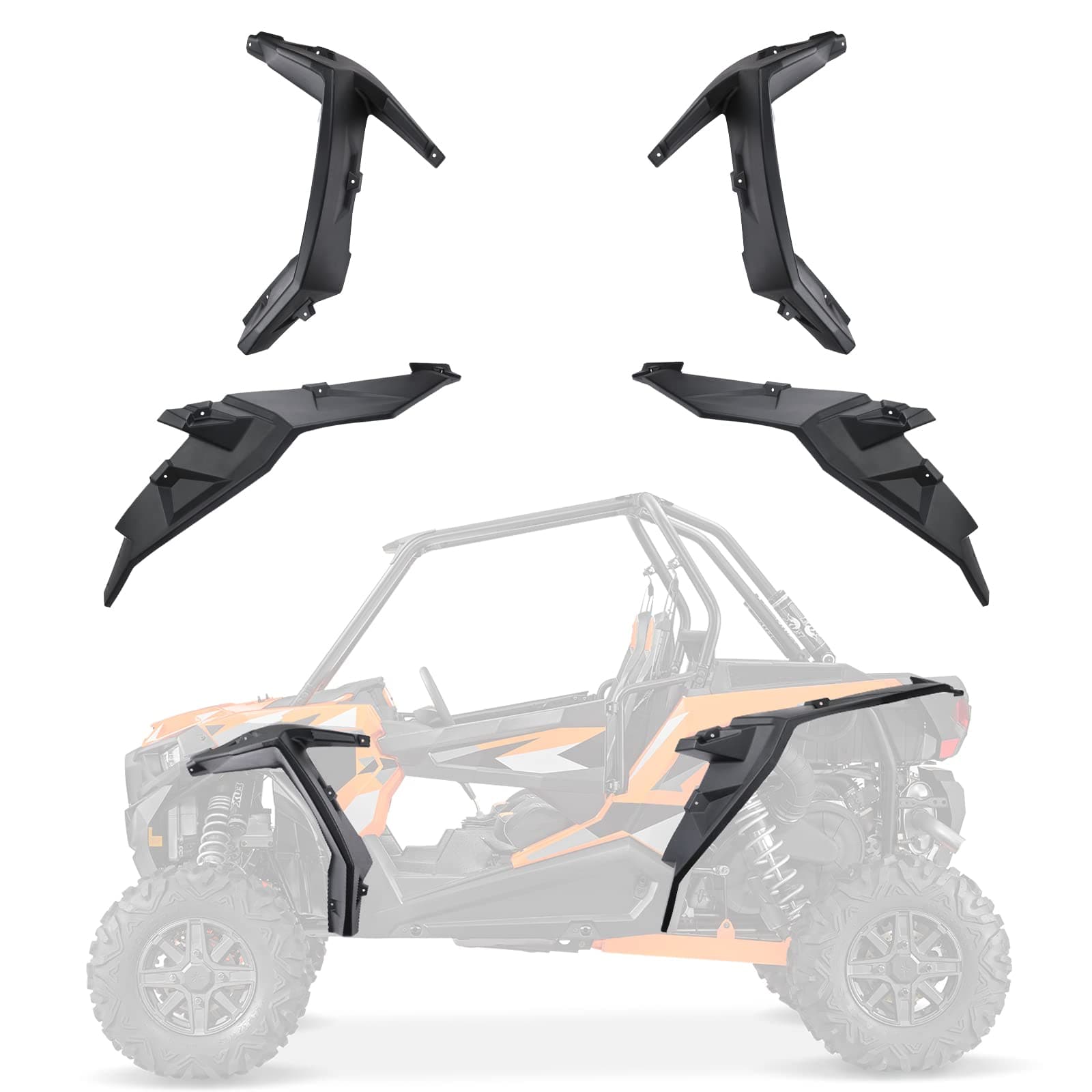 Photo of Fender Flares 8.5 Inch Mud Flap for Polaris RZR XP 1000/4 by Kemimoto - Premium for UTVs / Side by Sides