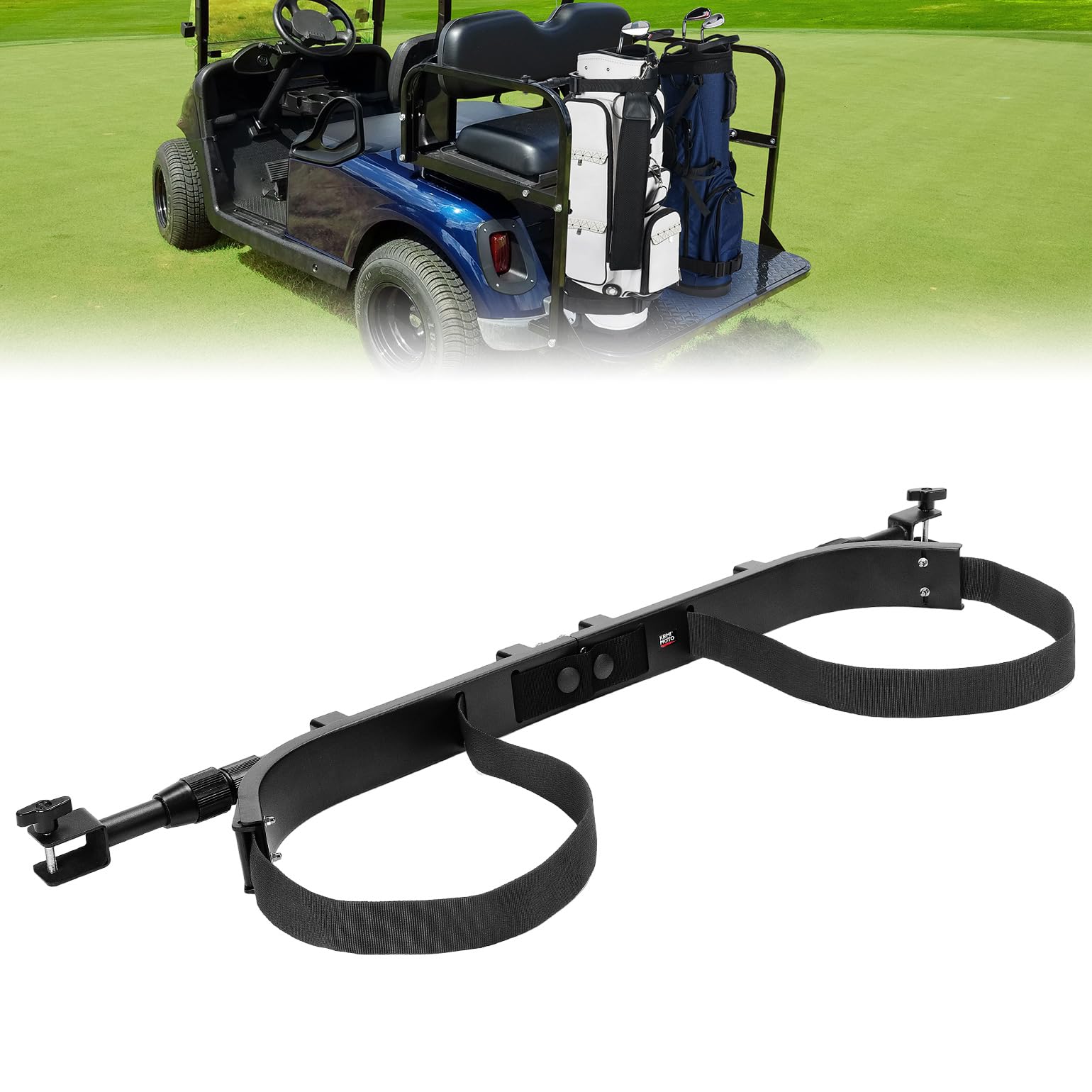 Photo of Golf Cart Bag Holder Bracket for Most 2+2 Seat by Kemimoto - Premium for UTVs / Side by Sides
