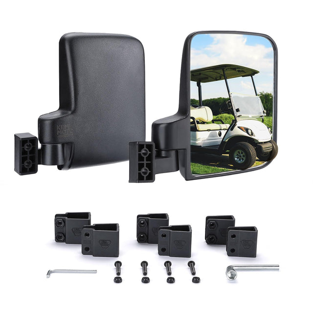 Photo of No-Drill Golf Cart Side Mirrors for EZGO, Club Car, Drive2, ICON by Kemimoto - Premium for UTVs / Side by Sides