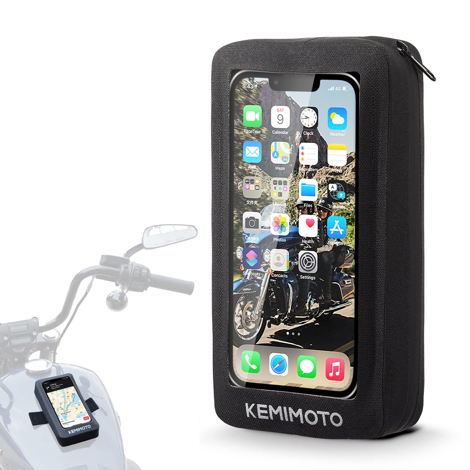 Photo of Motorcycle Waterproof Tank Bag for Cell Phone up to 6.5 Inch by Kemimoto - Premium for UTVs / Side by Sides