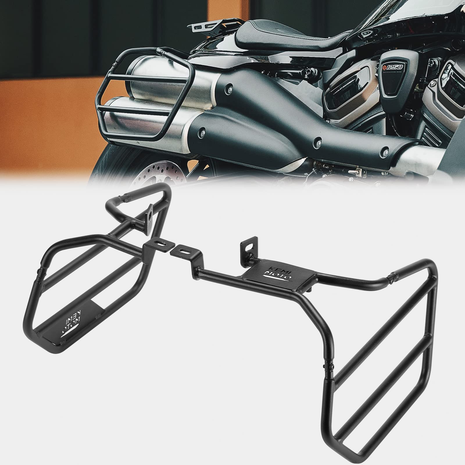 Photo of Saddlebag Guards Support Kit for Sportster S 1250 RH1250 by Kemimoto - Premium for UTVs / Side by Sides