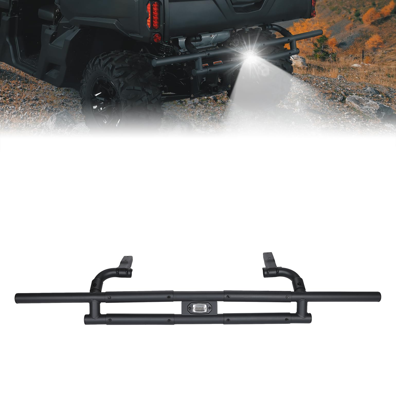 Photo of Rear Bumper With Light For Can Am Defender HD5|7|8|9|10 by Kemimoto - Premium for UTVs / Side by Sides