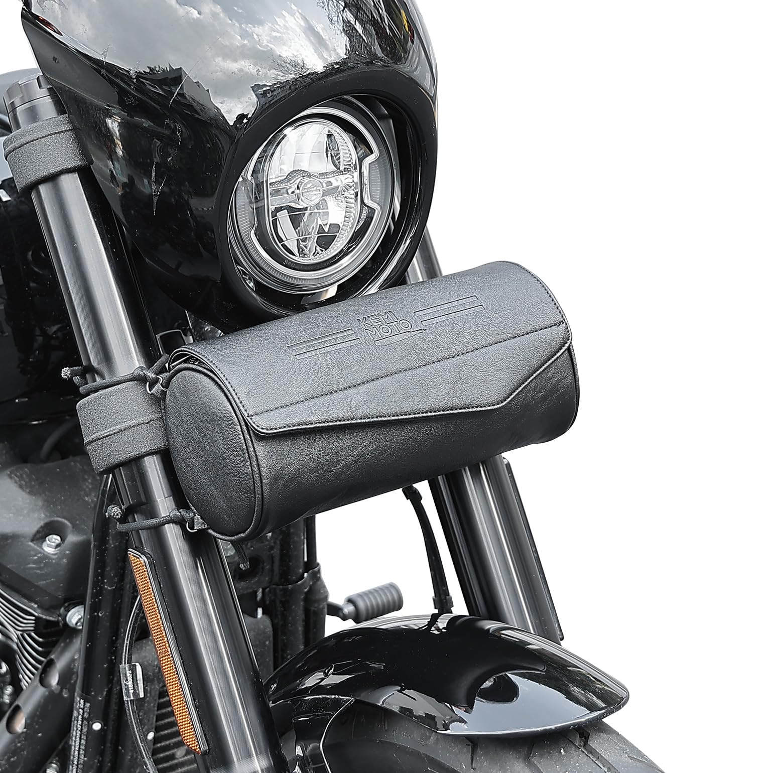 Photo of Motorcycle Fork Handlebar Bag for Harley by Kemimoto - Premium for UTVs / Side by Sides