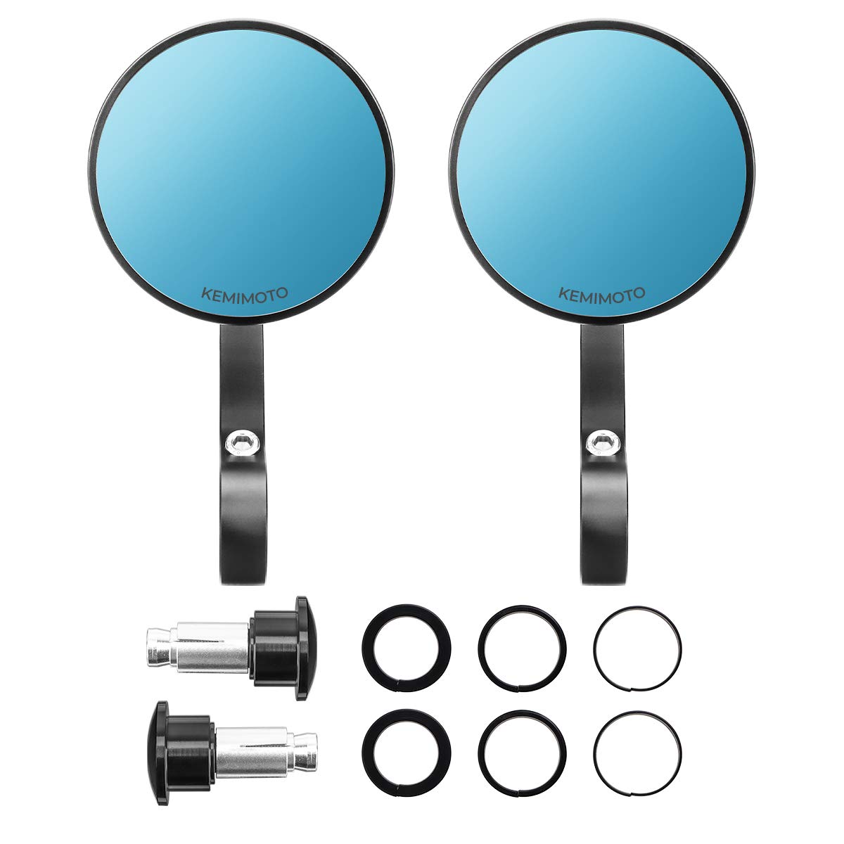 Photo of Motorcycle Handlebar End Mirrors for 7/8" Handle Round by Kemimoto - Premium for UTVs / Side by Sides