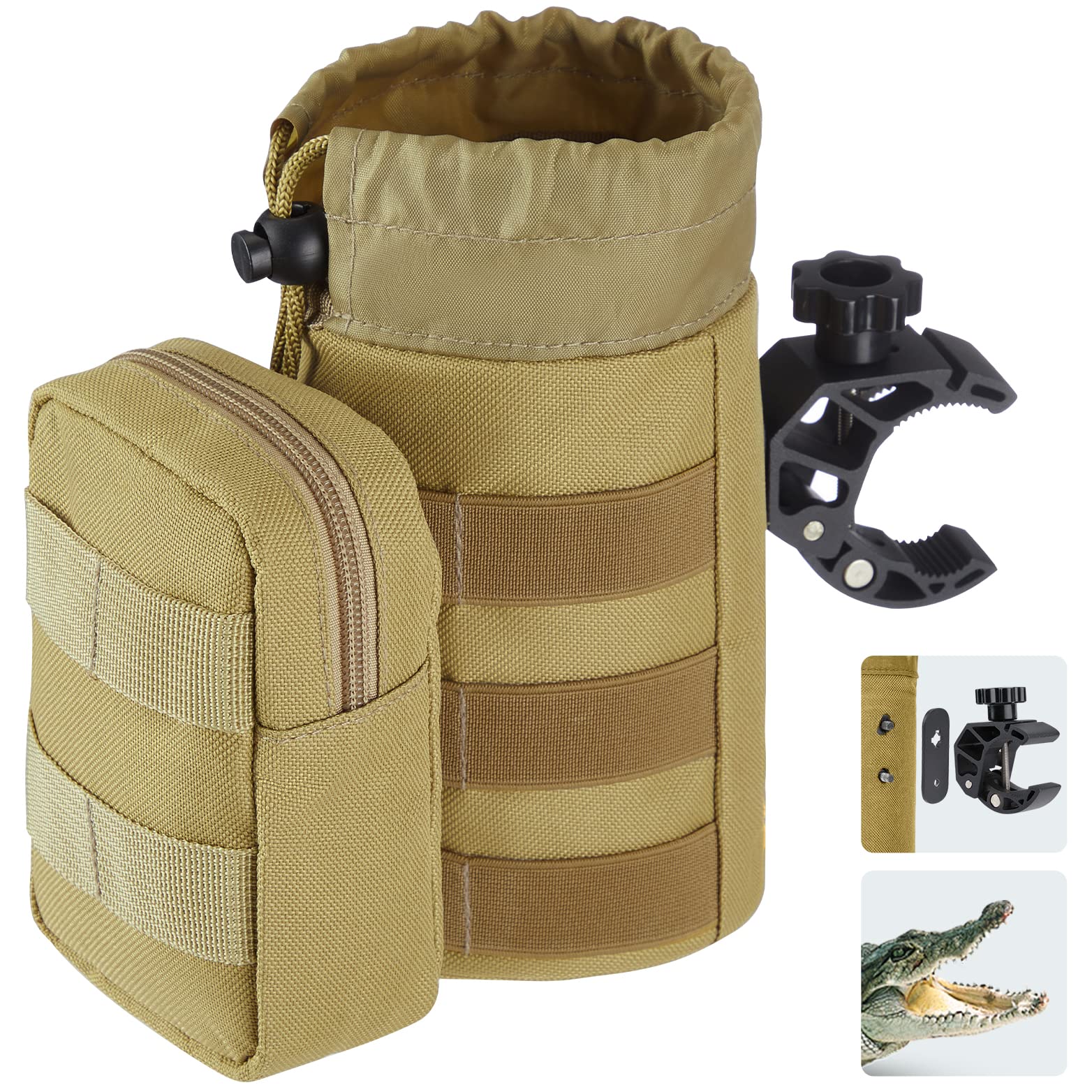 Photo of Oxford Fabric Cup Holder with Upgrade Alligator Clamp for UTV ATV Motorcycle Bike by Kemimoto - Premium for UTVs / Side by Sides