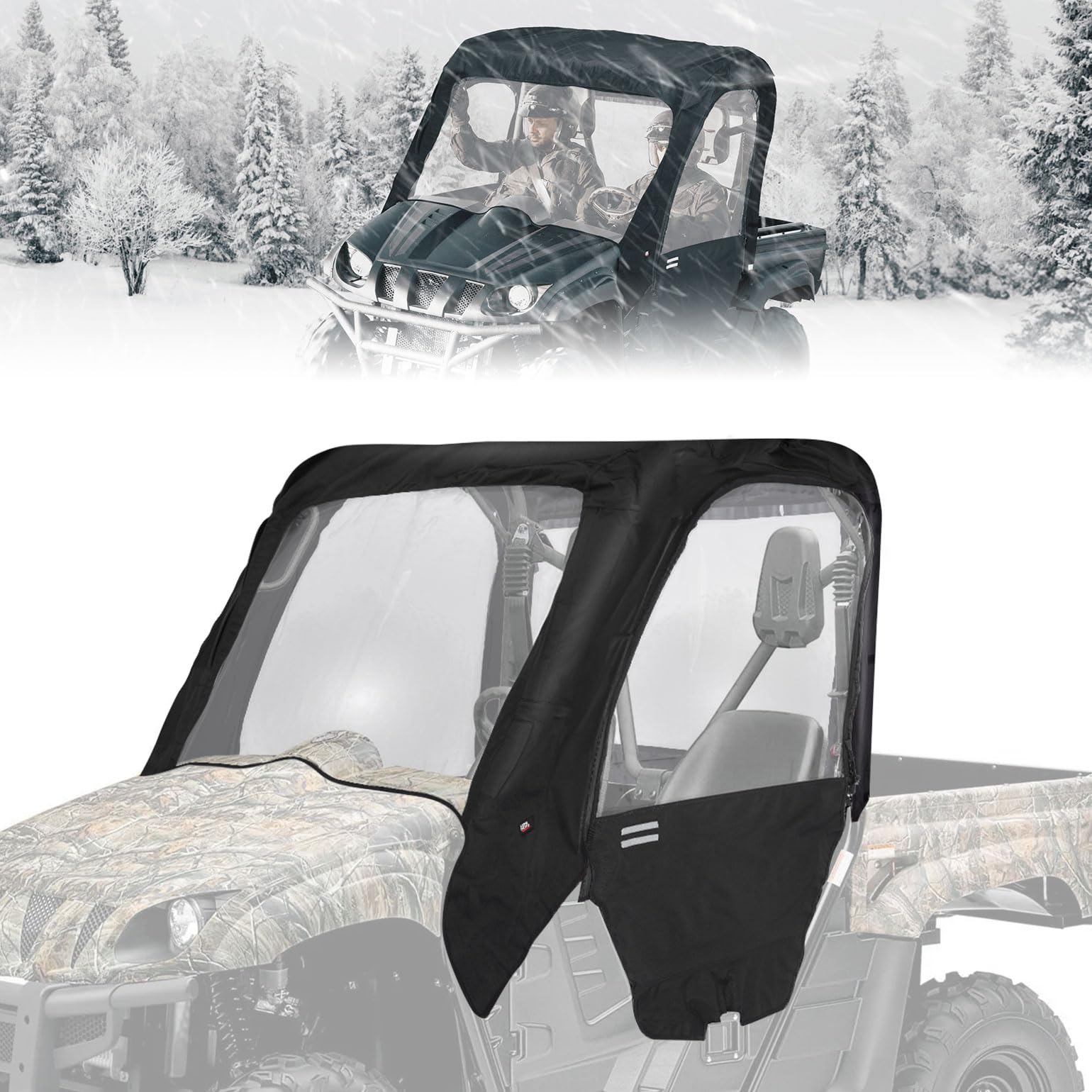 Photo of UTV Cab Enclosure Heavy-Duty 900D for Yamaha Rhino with Half Doors by Kemimoto - Premium for UTVs / Side by Sides