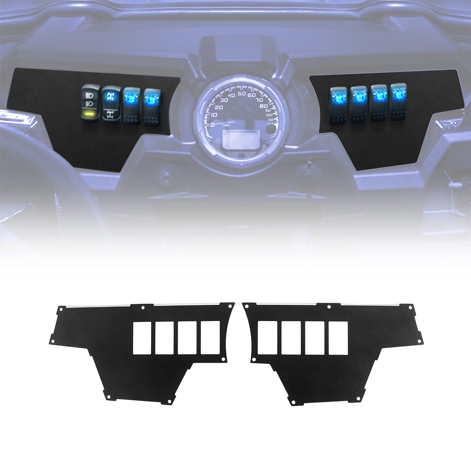 Photo of 2 Set 8 Switch Aluminum Dash Panel for Polaris RZR XP 1000 by Kemimoto - Premium for UTVs / Side by Sides