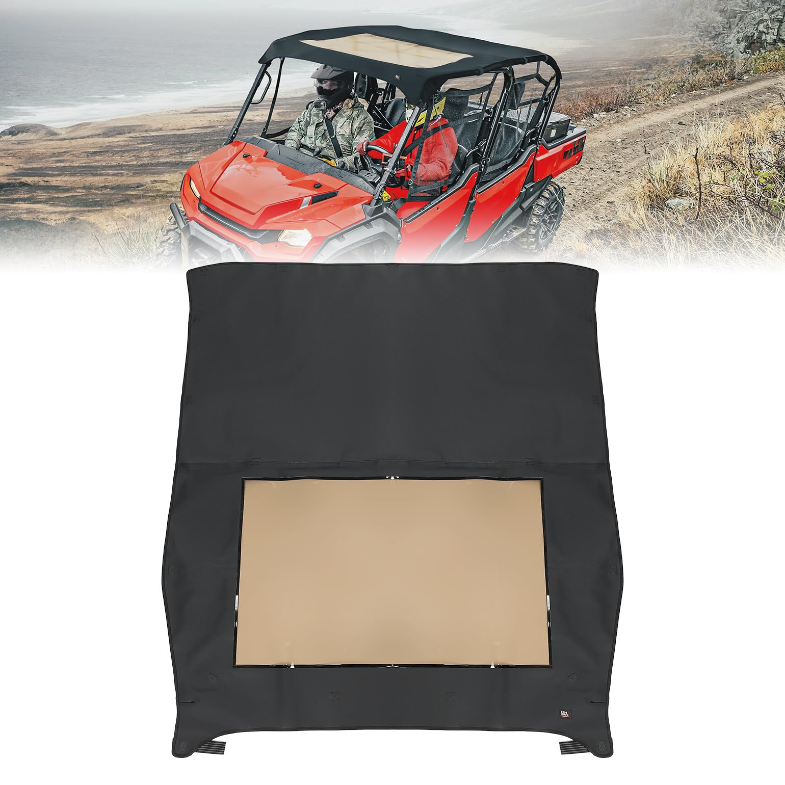 Photo of UTV Canvas Roof Water-Resistant Sunshade for Pioneer 1000-6 by Kemimoto - Premium for UTVs / Side by Sides
