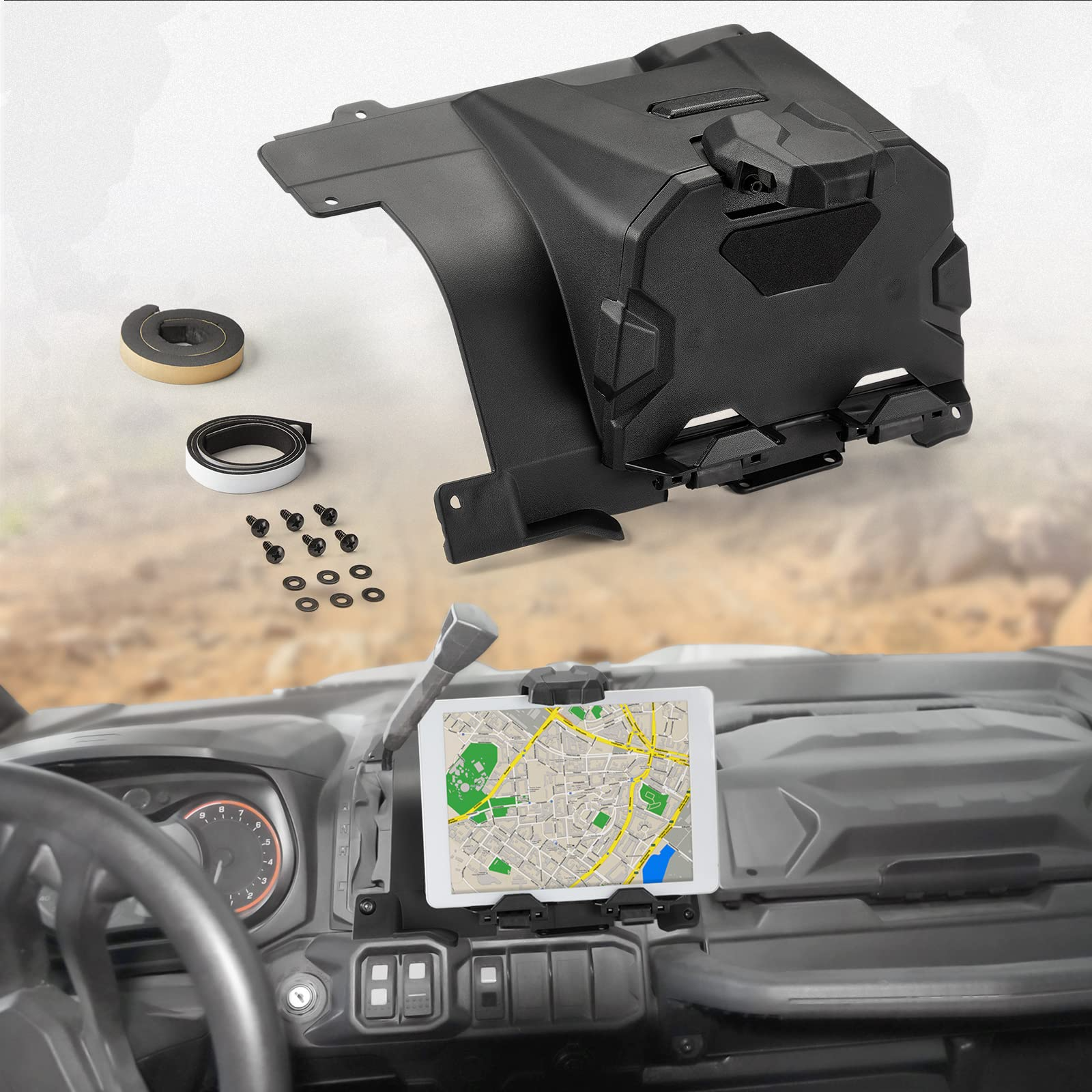 Photo of Electric Device Tablet Holder for Can am Defender HD5/8/10 by Kemimoto - Premium for UTVs / Side by Sides