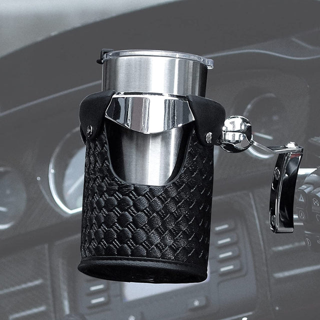 Photo of Synthetic Leather Motorcycle Cup Holder by Kemimoto - Premium for UTVs / Side by Sides
