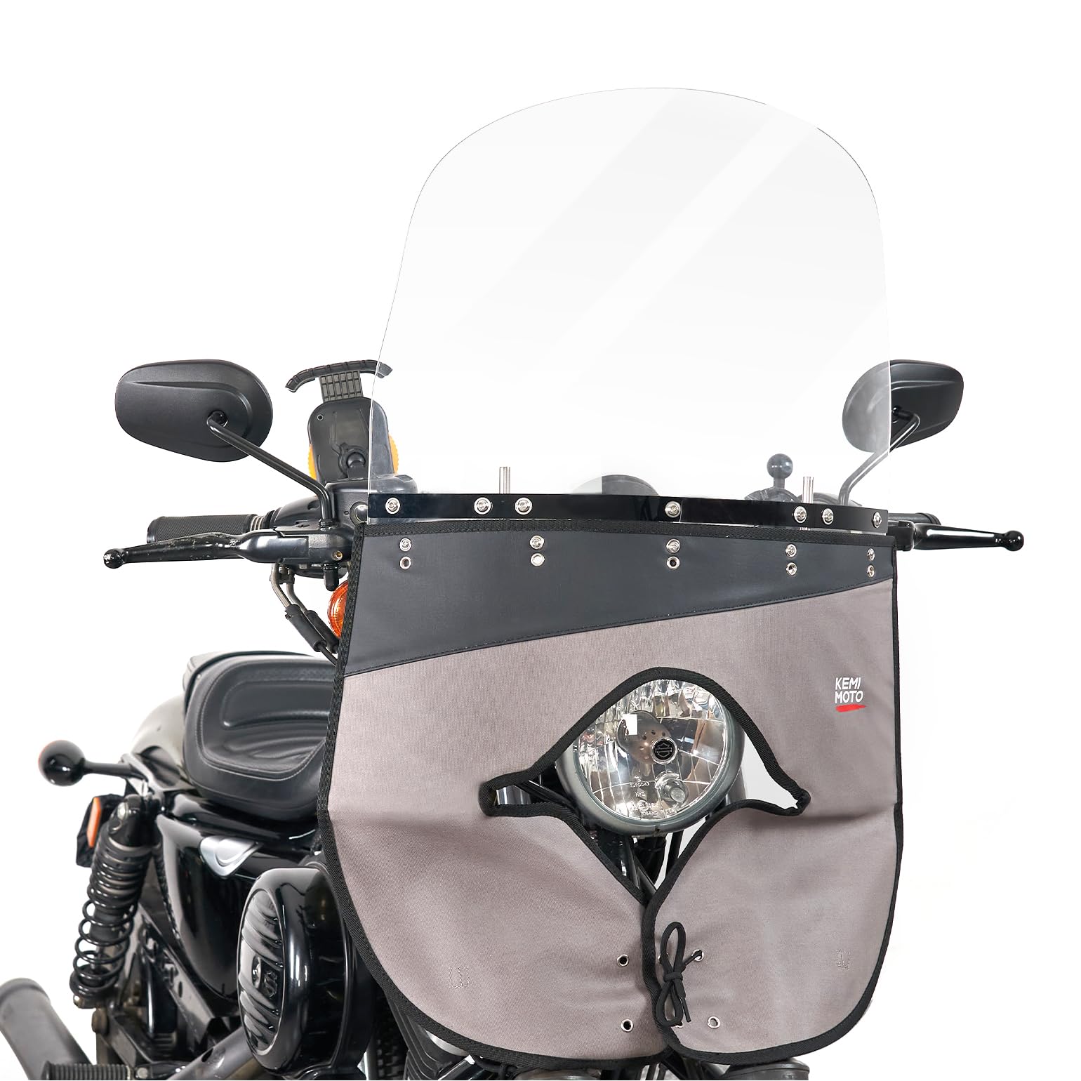 Photo of Motorcycle 18"x16" Clear Windshield With Windshield Cloth by Kemimoto - Premium for UTVs / Side by Sides