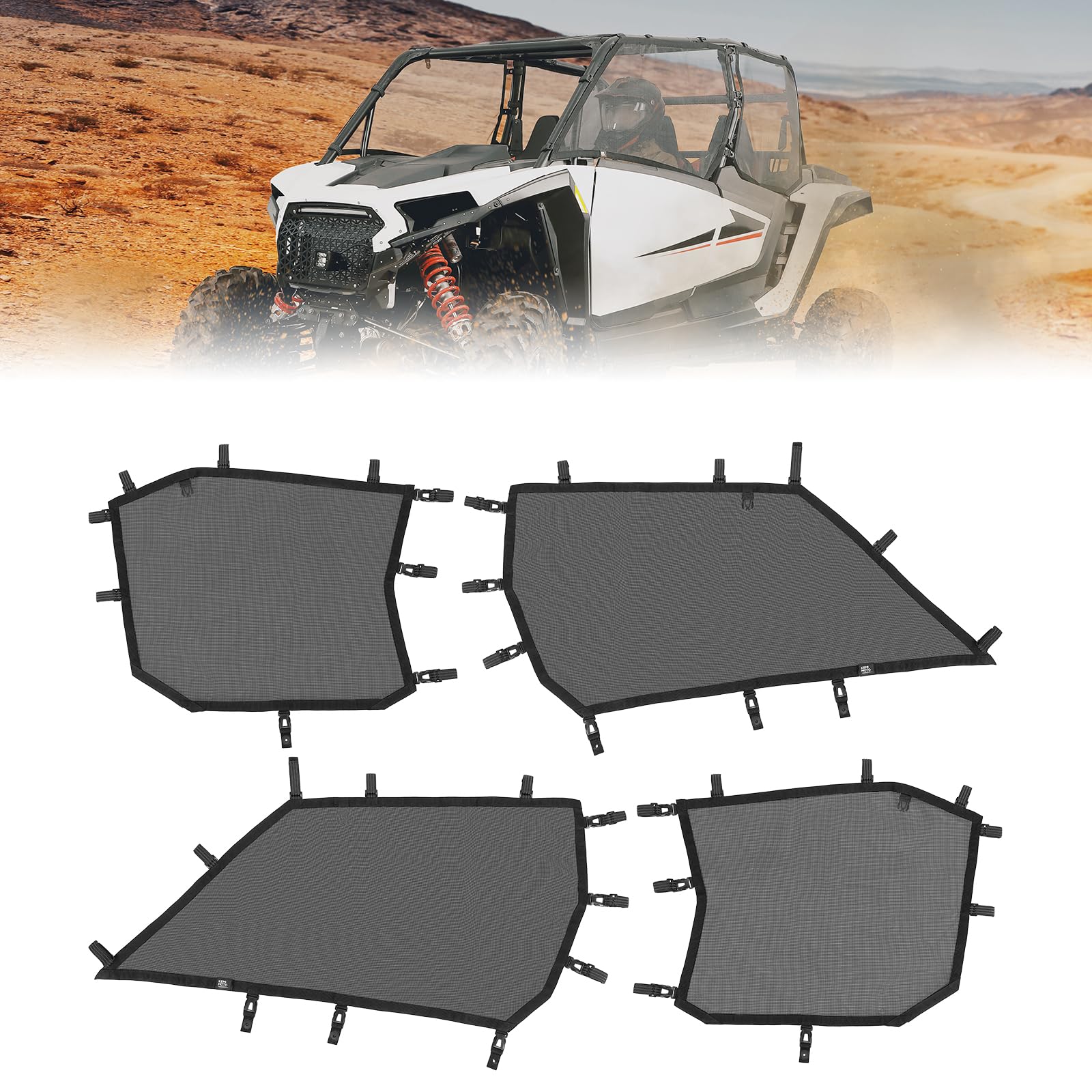 Photo of Window Mesh Net Side Soft Windshield for 2024 Polaris RZR XP 4 1000 by Kemimoto - Premium for UTVs / Side by Sides