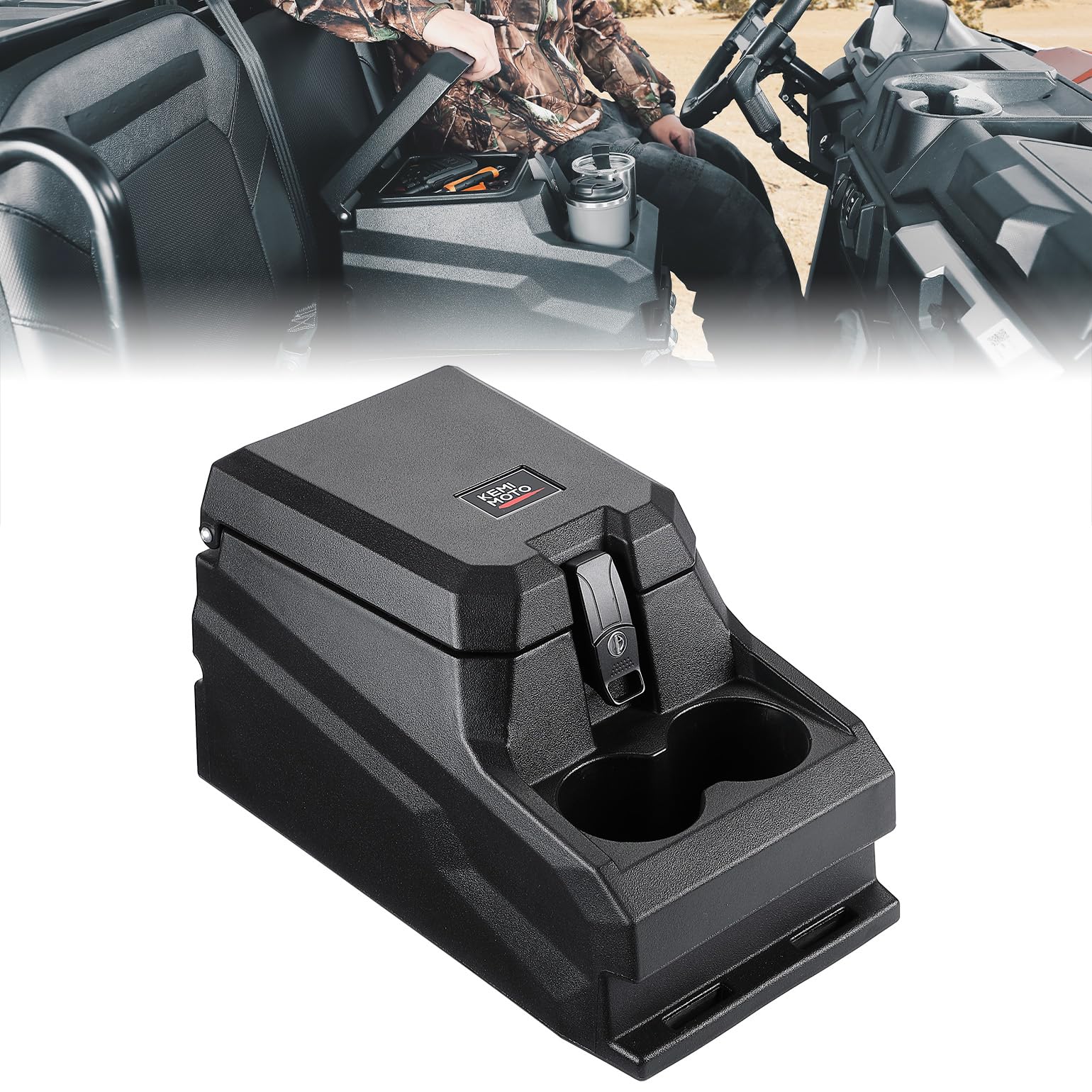 Photo of UTV Bench Seat Center Console Box for Polaris Ranger XP 1000/Crew 2017-2024 by Kemimoto - Premium for UTVs / Side by Sides