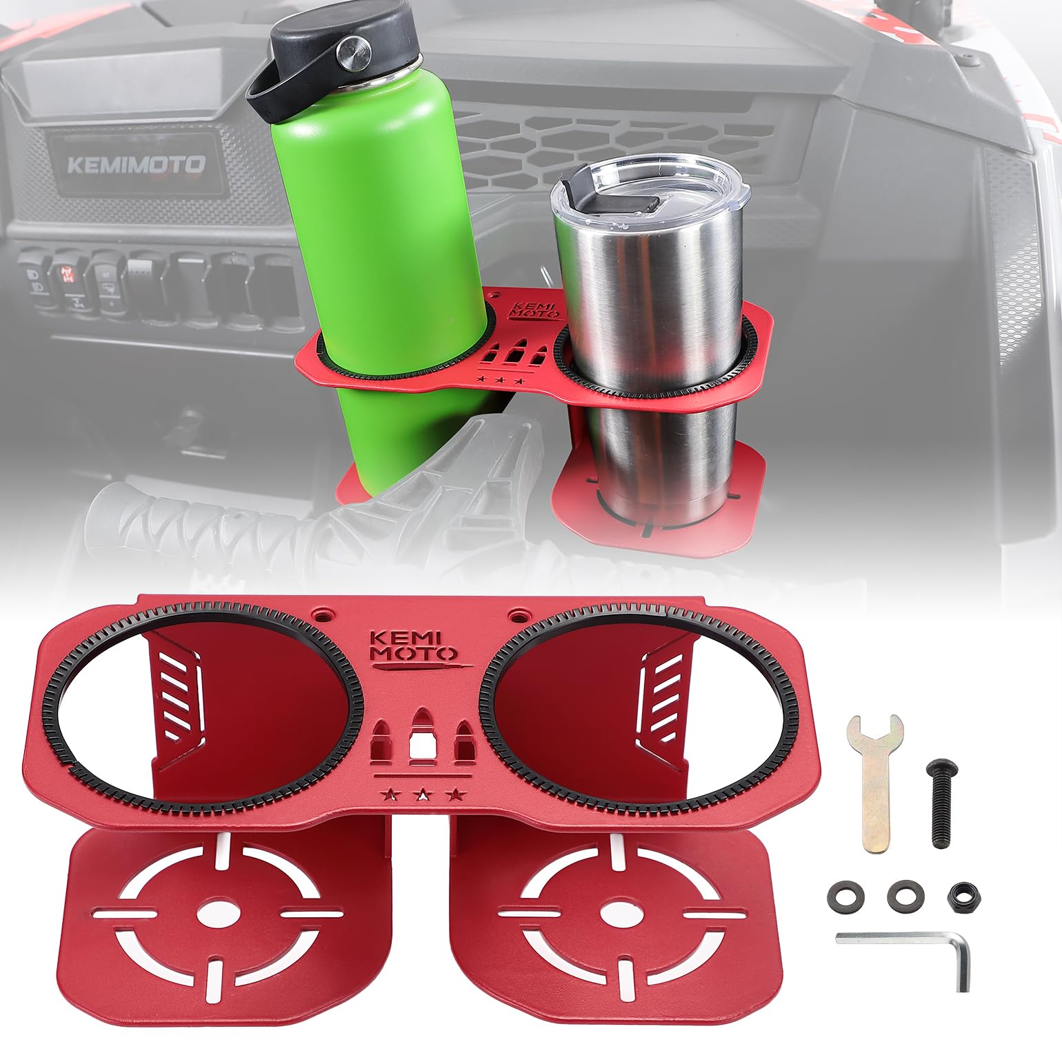 Photo of Upgrade Stable Garb Bar Cup Holder for Polaris RZR XP by Kemimoto - Premium for UTVs / Side by Sides