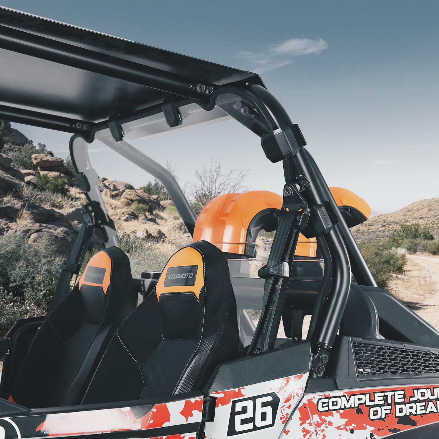 Photo of Kemimoto Heavy Duty Rear Windshield for Polaris RZR XP 4 1000 (4 Seater) by Kemimoto - Premium for UTVs / Side by Sides