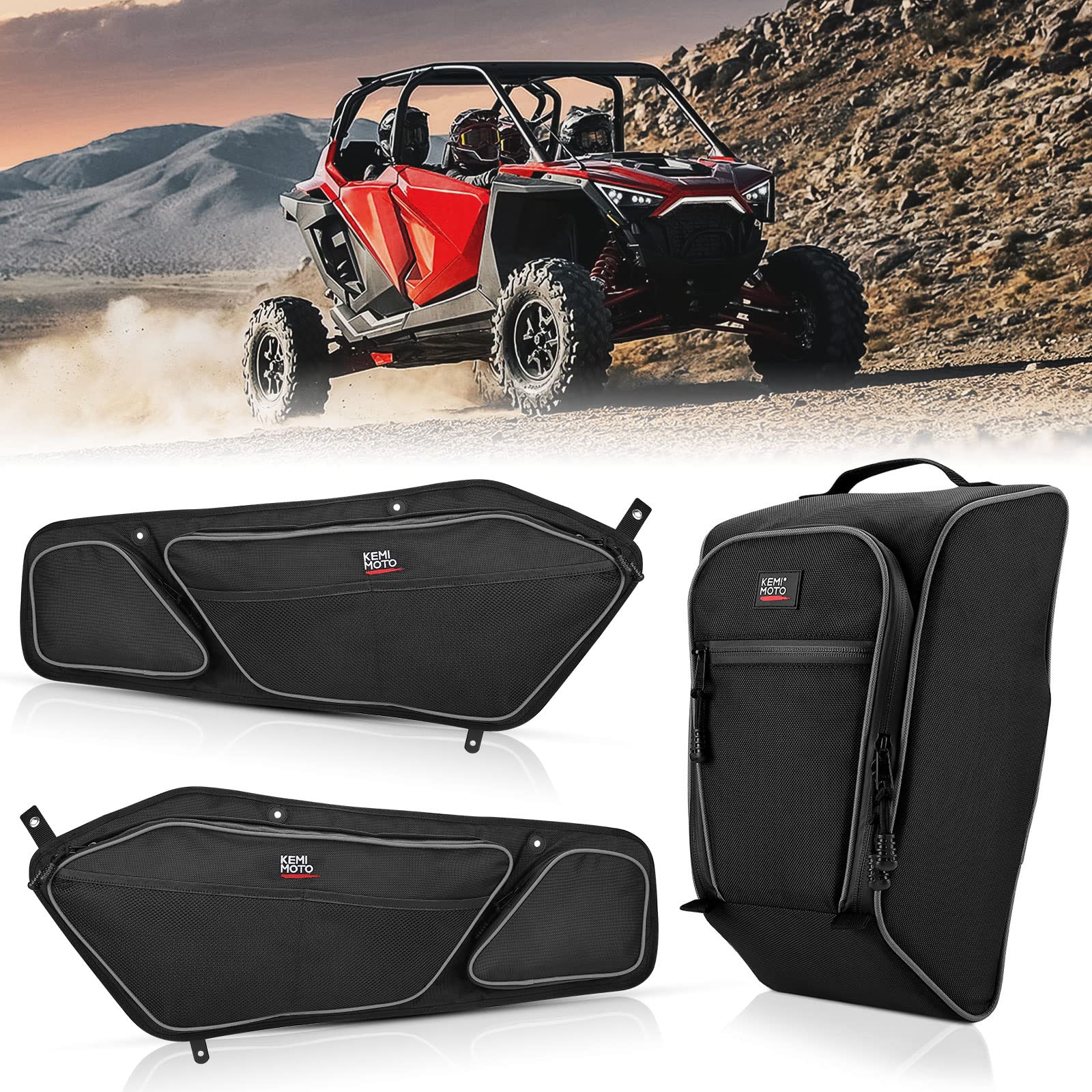 Photo of Kemimoto 1680D Door Bags & Center Bag for Polaris RZR PRO XP 2020-2024 by Kemimoto - Premium for UTVs / Side by Sides