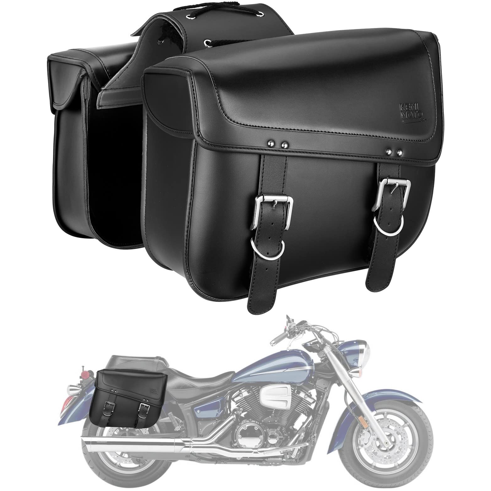 Photo of Motorcycles 30L Large Capacity PU Leather Saddle Bags by Kemimoto - Premium for UTVs / Side by Sides