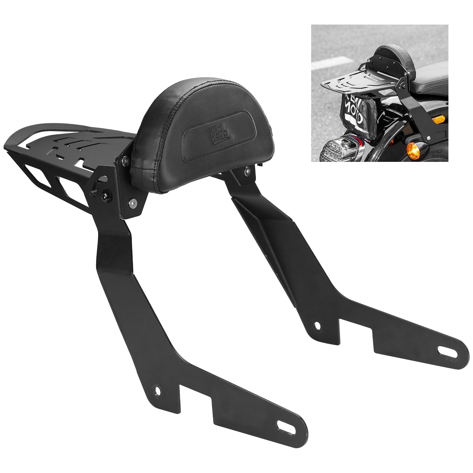Photo of Passenger Backrest Sissy Bar with Luggage Rack and Docking Hardware Kits by Kemimoto - Premium for UTVs / Side by Sides
