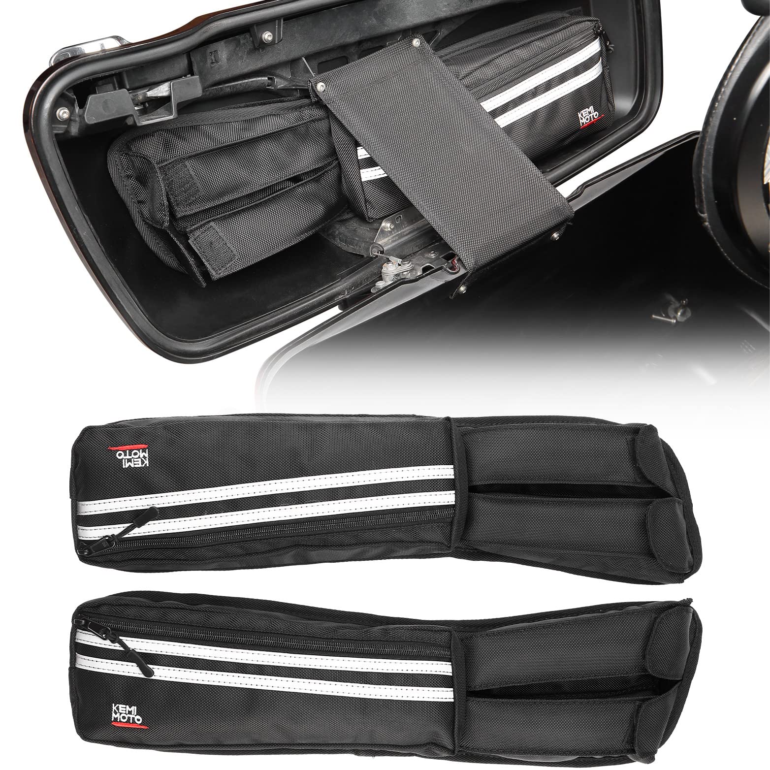 Photo of Saddlebag Lid Organizers 2 Pack for Touring Street Glide Road King by Kemimoto - Premium for UTVs / Side by Sides
