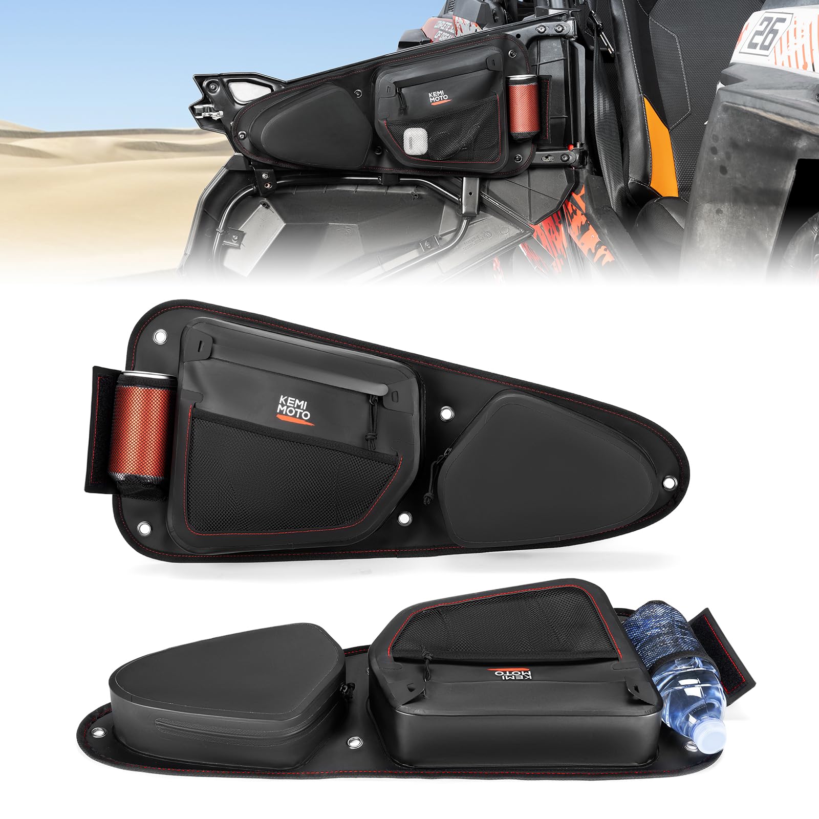 Photo of TPU New Fabric IPX6 Door Bags for Polaris RZR XP 1000 Trail S 900 2014-2023 by Kemimoto - Premium for UTVs / Side by Sides