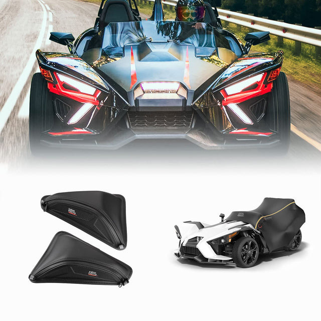 Photo of Half Cover & 2pcs Dashboard Bags for Polaris Slingshot by Kemimoto - Premium for UTVs / Side by Sides