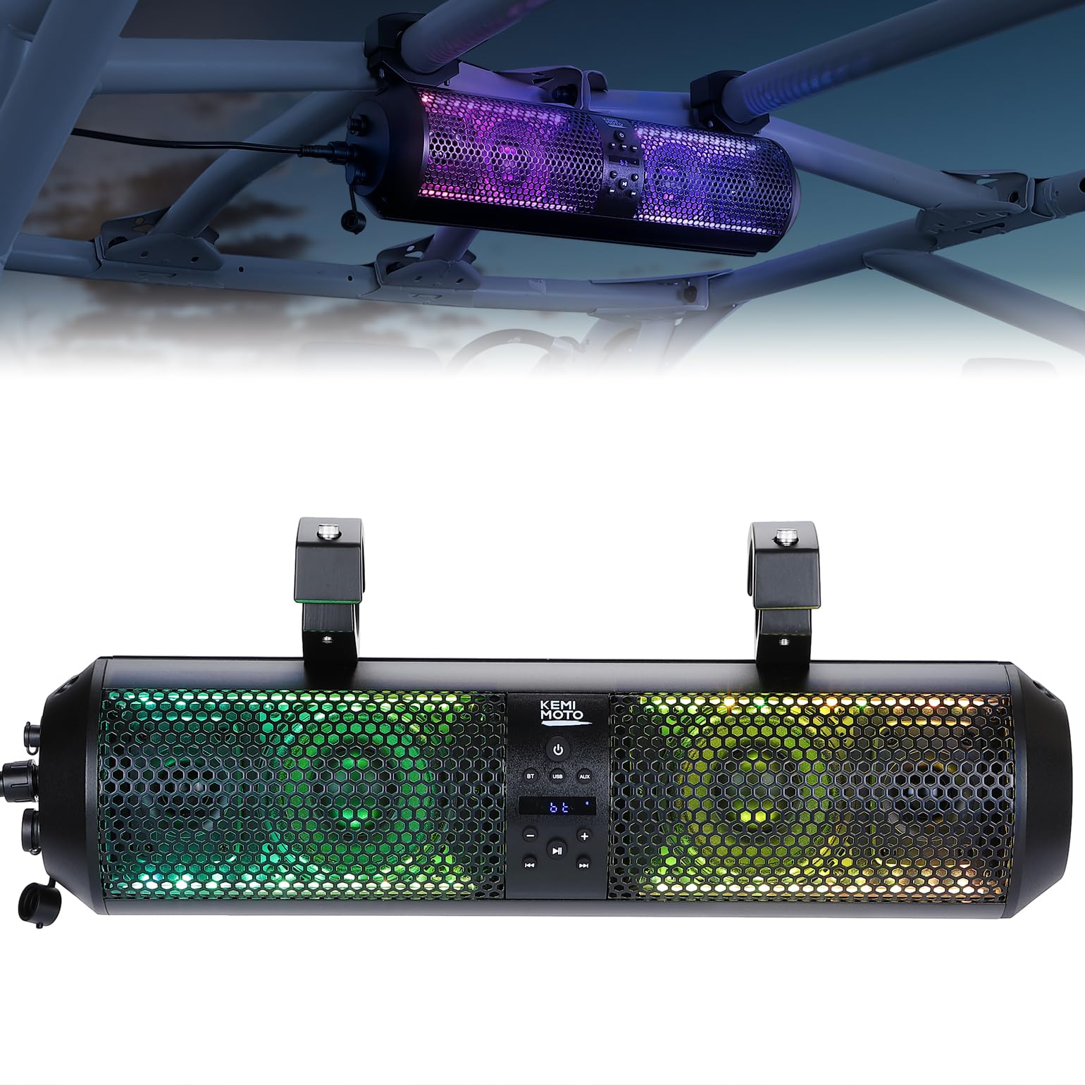 Photo of UTV RGB Bluetooth Sound Bar & T-bracket (2PCS) by Kemimoto - Premium for UTVs / Side by Sides